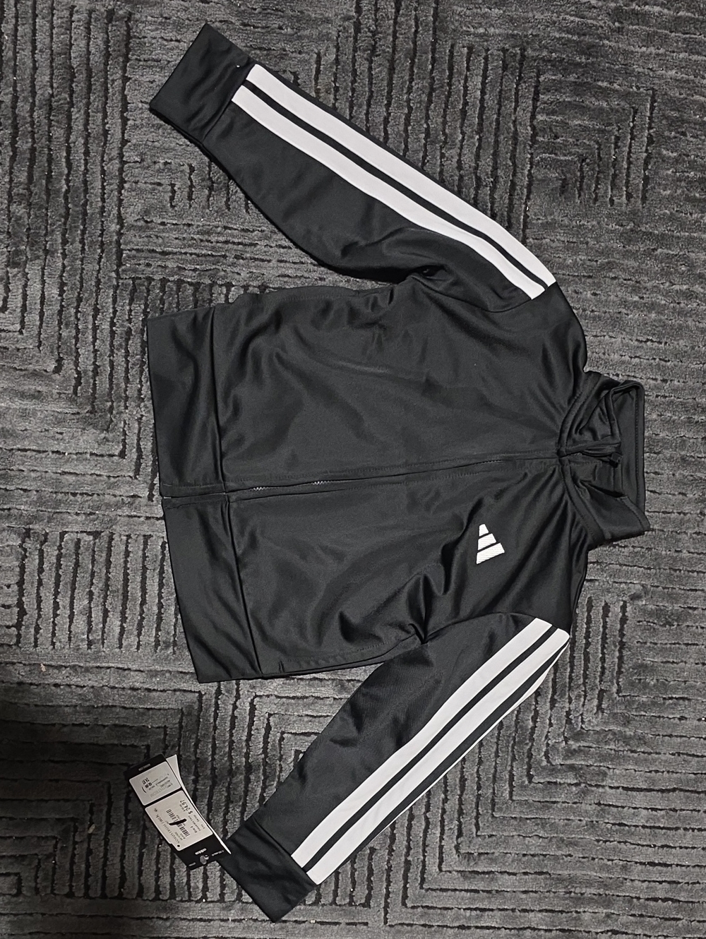 adidas Black Track Jacket with White Sleeve Stripes
